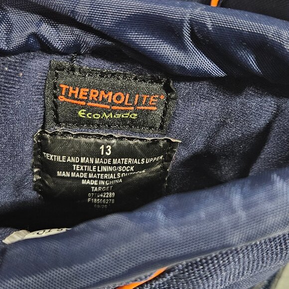 Cat & Jack Kids Thermolite Snow Boots Size 13 Navy Gray Orange - Picture 7 of 11